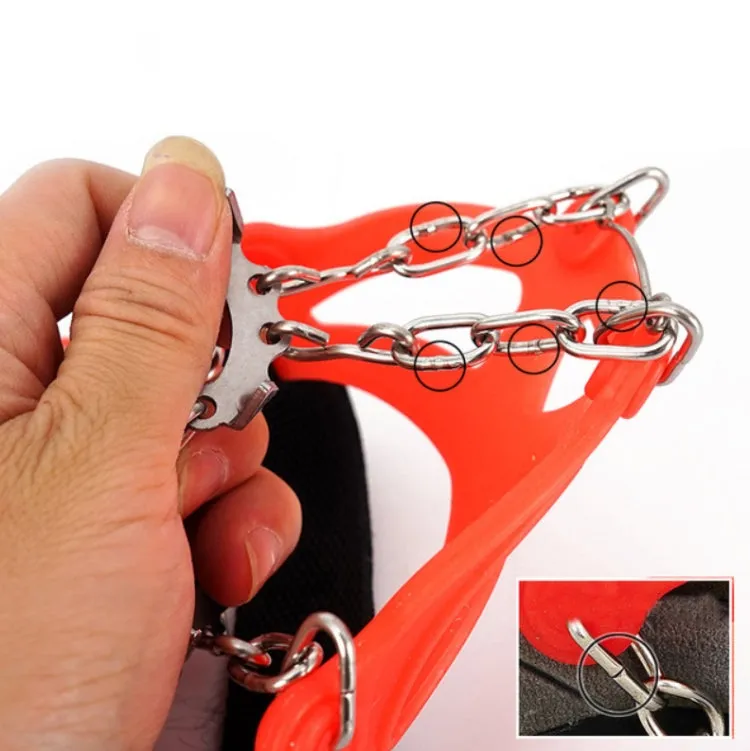 13 Teeth Outdoor Stainless Steel Mountaineering Climbing Crampons Trekking Non-Slip Shoe Covers, Size: M（Orange）