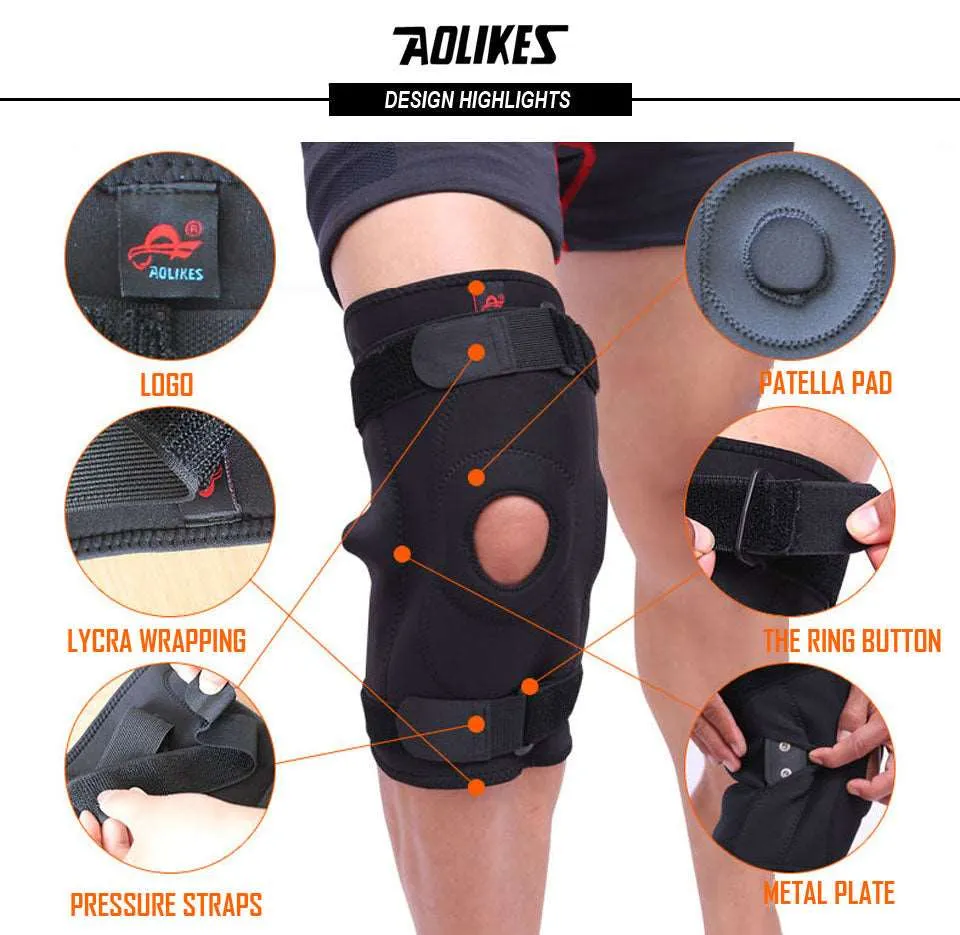 1PC Professional Sports Safety Knee Support Brace Patella Pads Hole Sports with Metal Plate