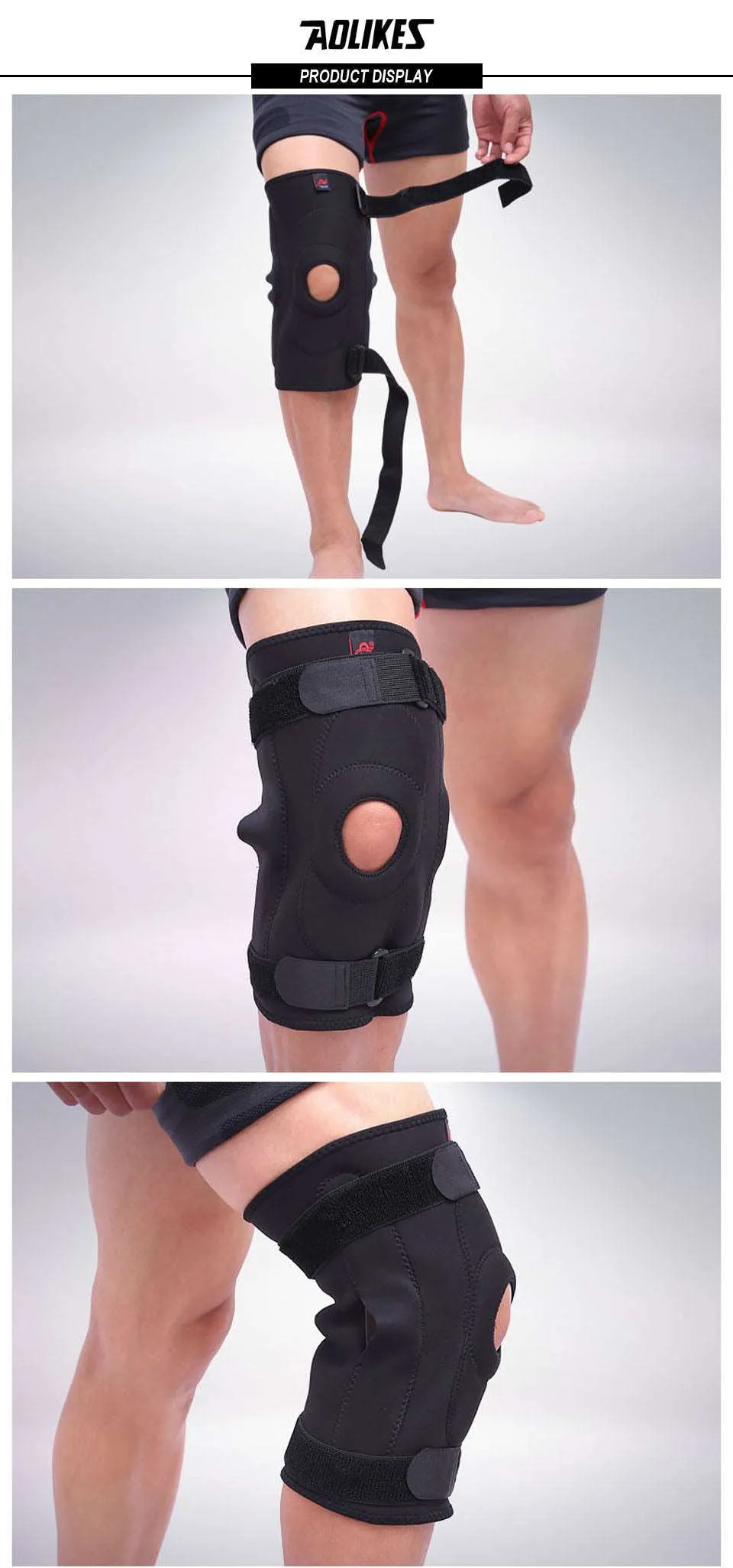 1PC Professional Sports Safety Knee Support Brace Patella Pads Hole Sports with Metal Plate