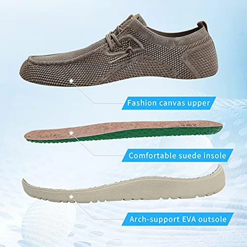 1TAZERO Men Slip On Shoes Loafer with Arch Support Insoles,Men Casual Shoes for Plantar Fasciitis(Khaki 16)