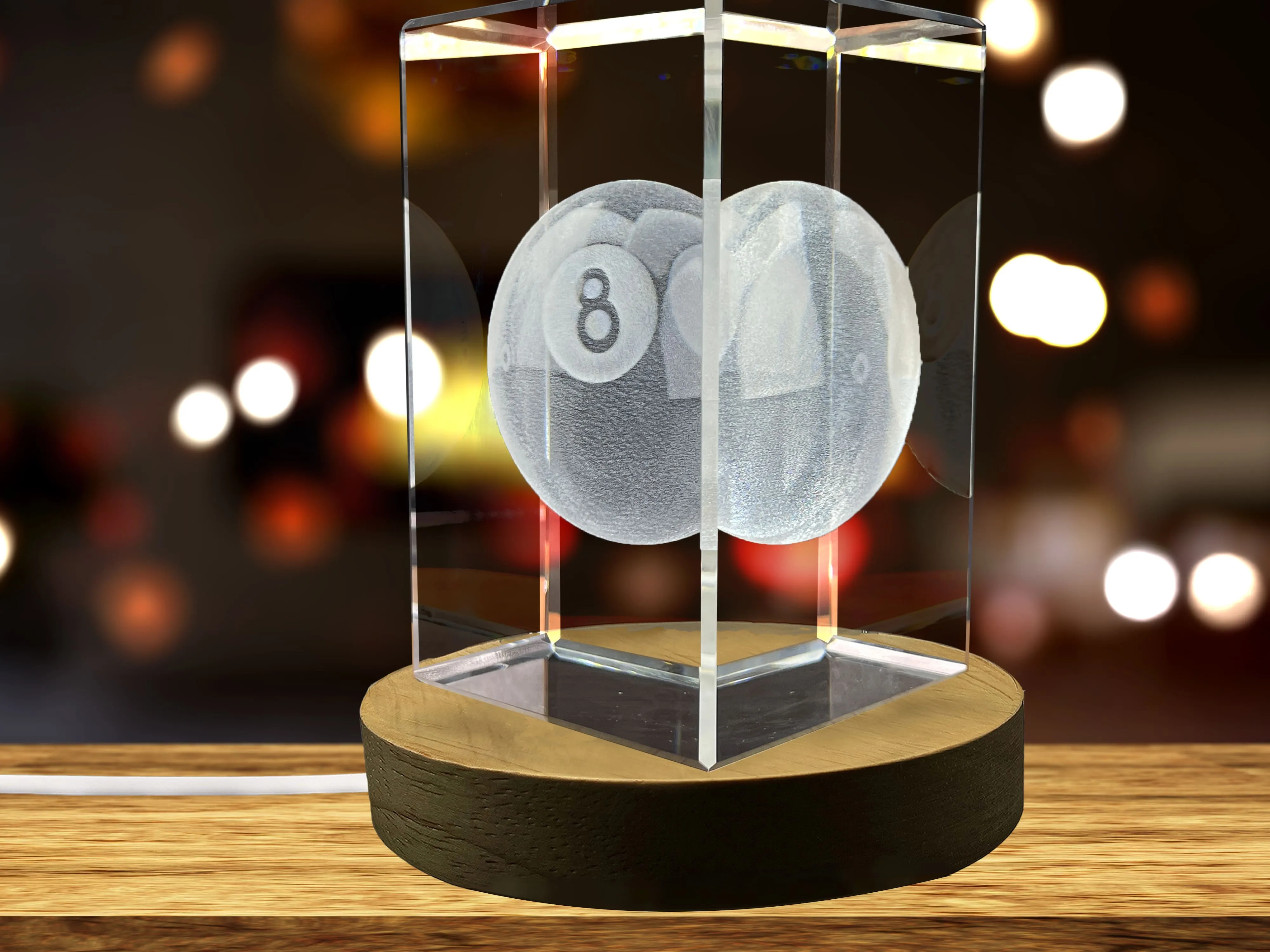 3D Engraved Pool Ball Crystal Keepsake - Home Decor & Gift