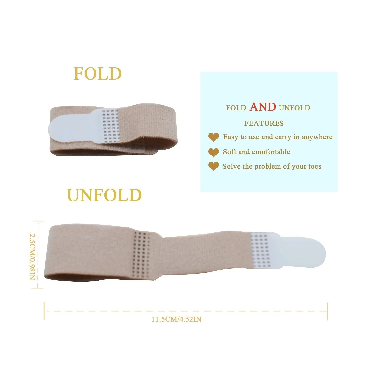 4 Pieces Broken Toe Wraps Toe Splint Hammer Toe Straightener Cushioned Bandages Brace for Hammer Toe, Overlapping, Fractured or Injured Toes