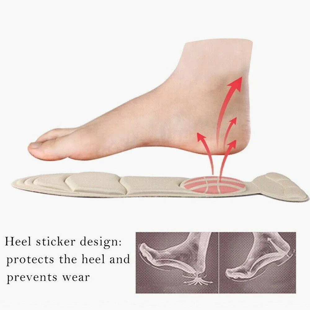 4D Soft Breathable Lady High-heeled Shoe Insoles-Beige