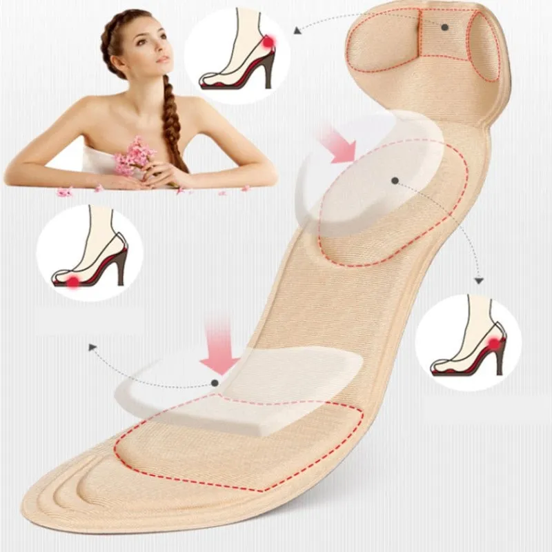 4D Soft Breathable Lady High-heeled Shoe Insoles-Beige