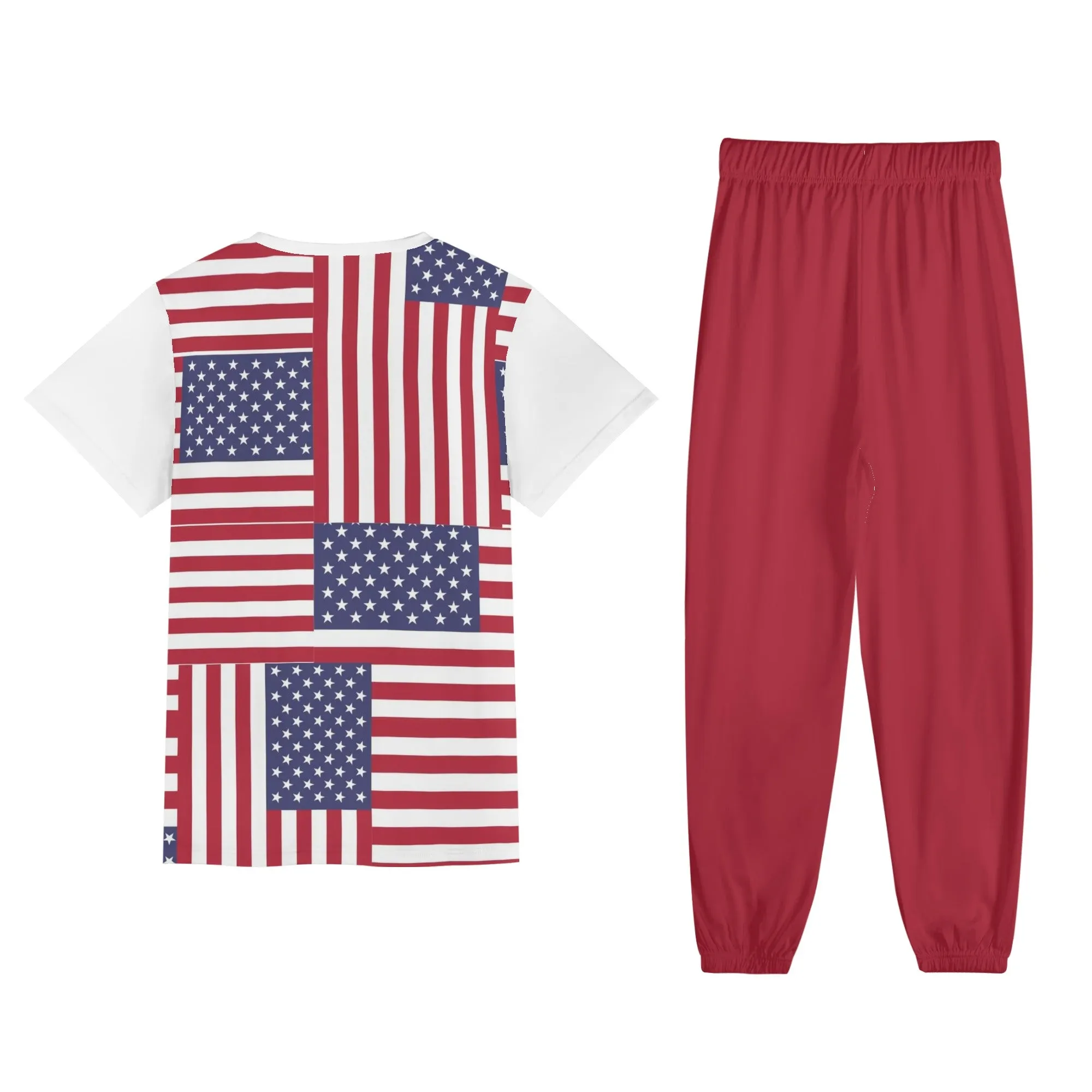 4th of July Patriotic Short Sleeve Sports Outfit Set