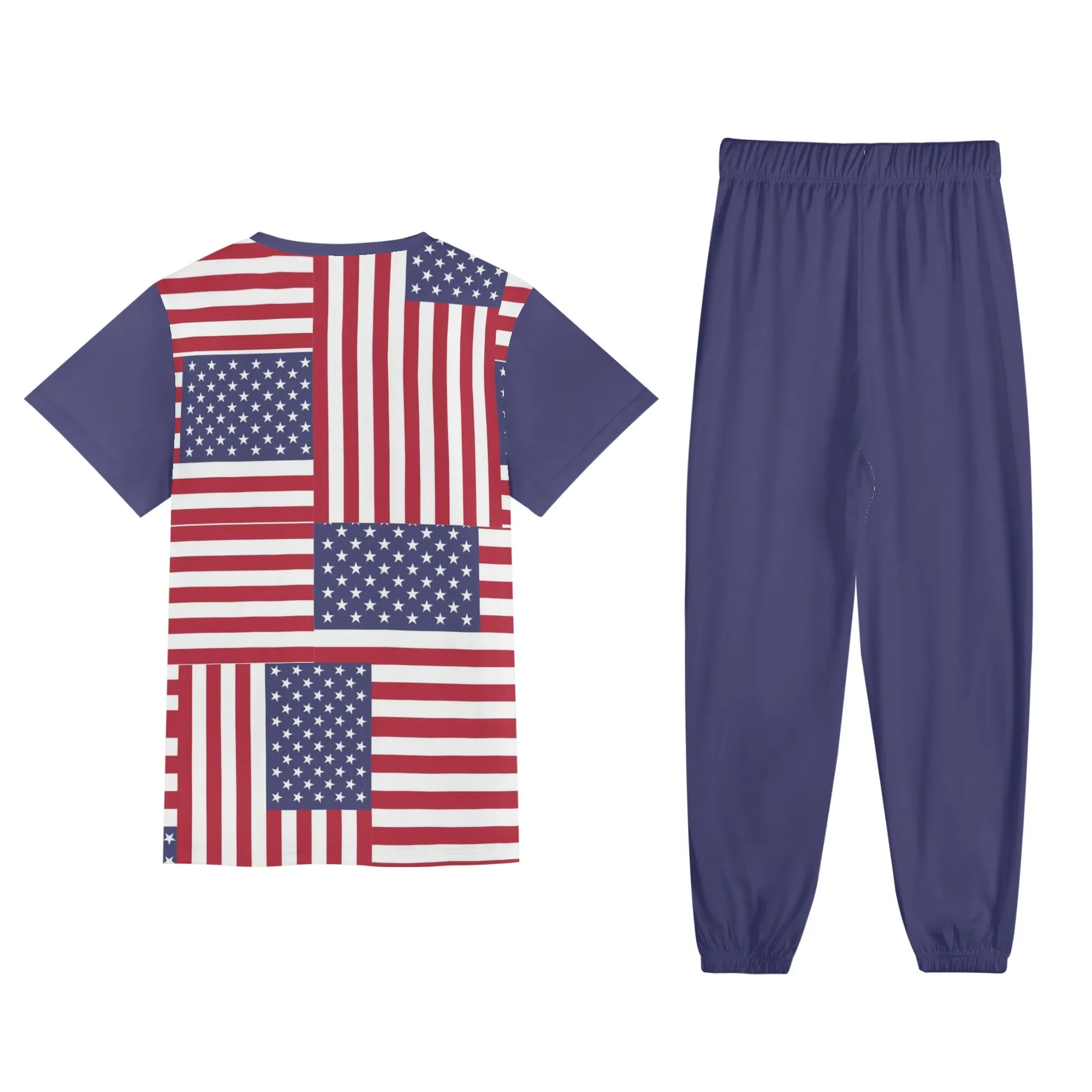 4th of July Patriotic Short Sleeve Sports Outfit Set