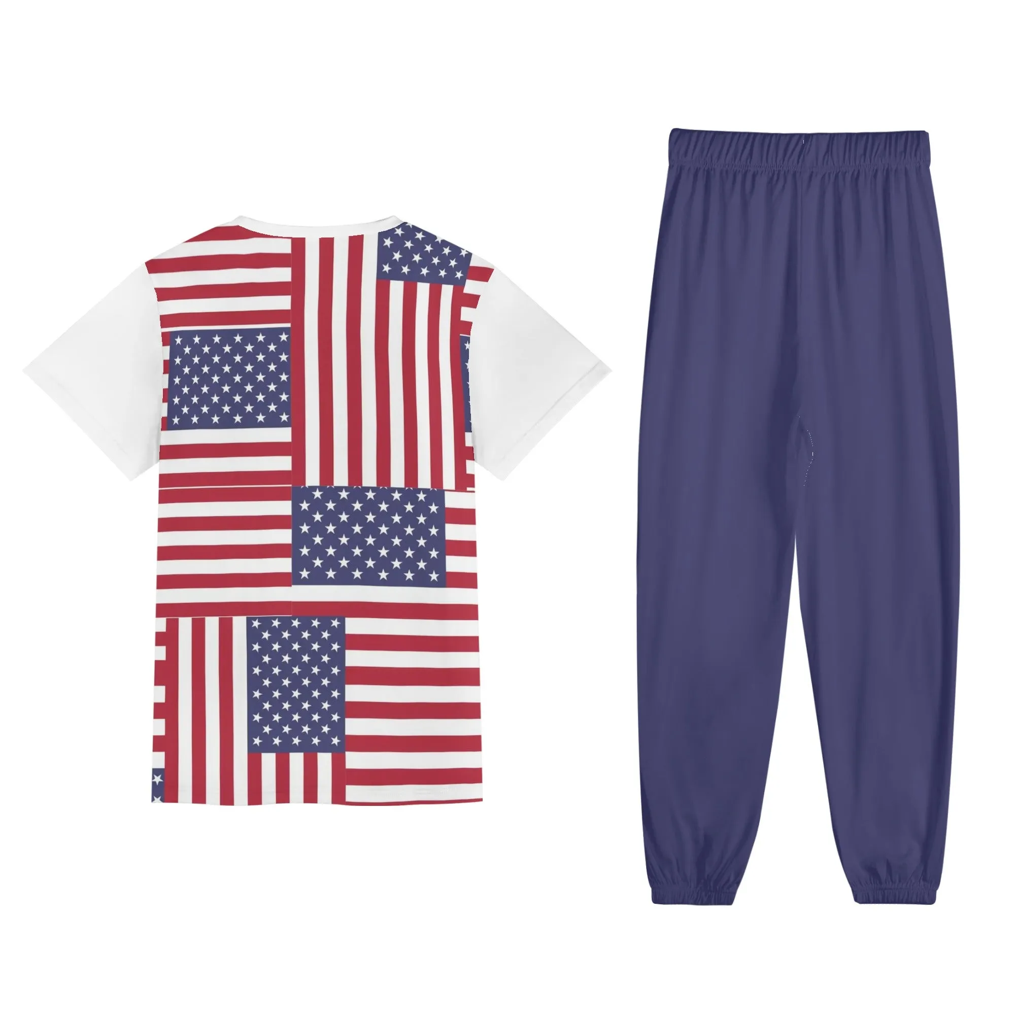 4th of July Patriotic Short Sleeve Sports Outfit Set