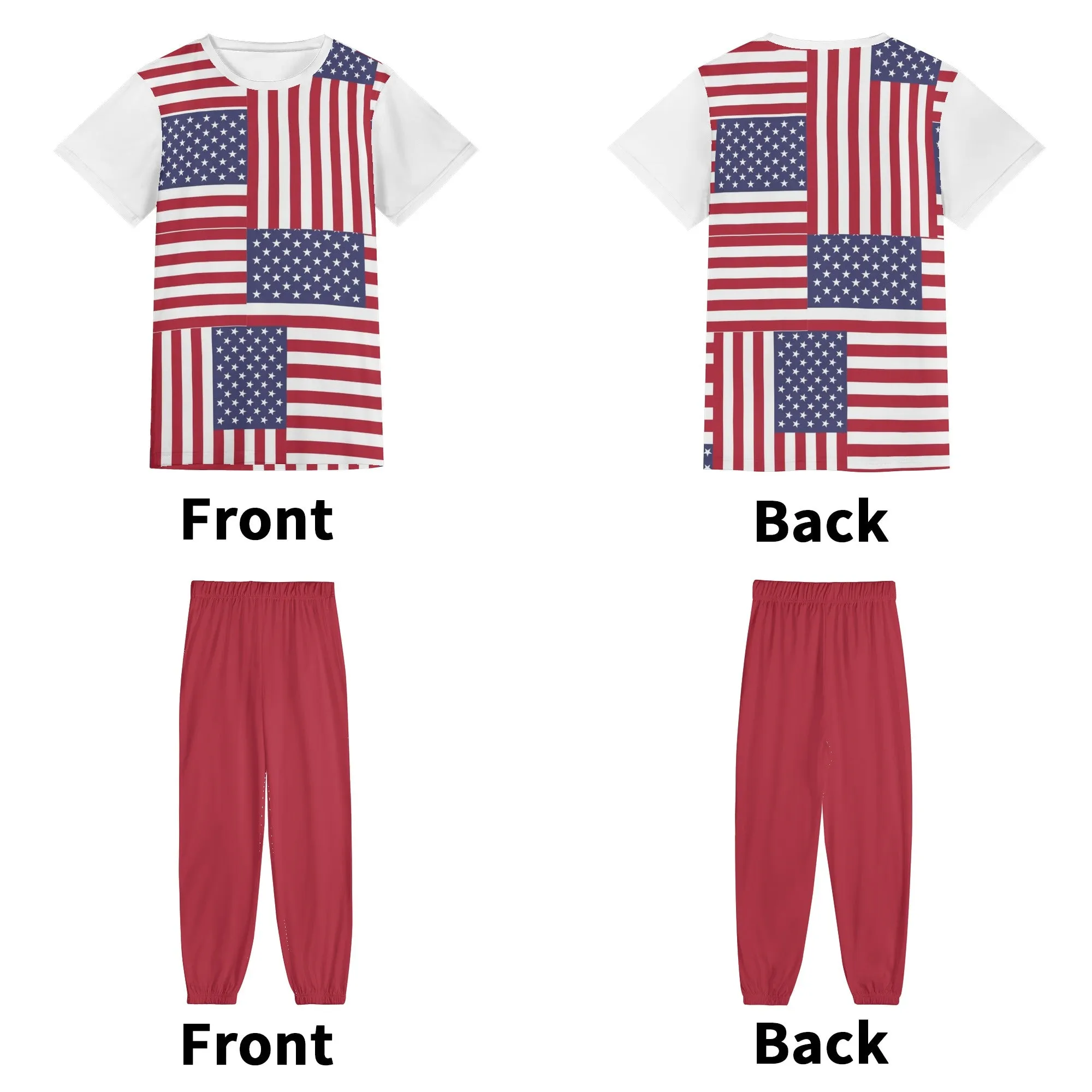 4th of July Patriotic Short Sleeve Sports Outfit Set