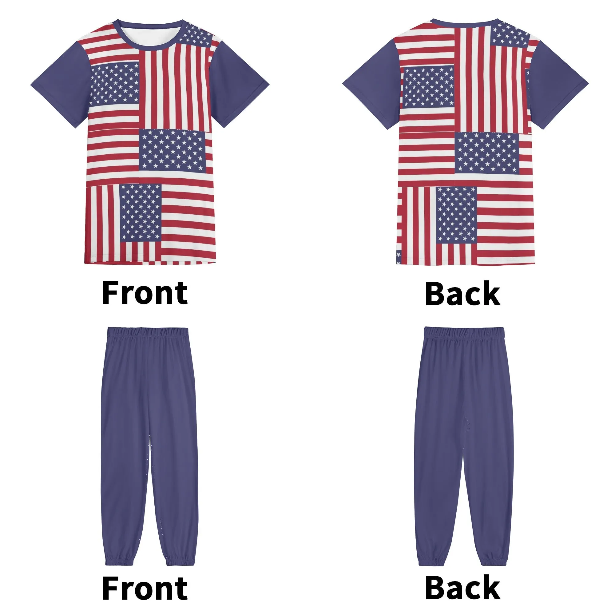 4th of July Patriotic Short Sleeve Sports Outfit Set