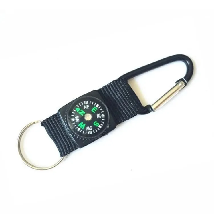 5 PCS Outdoor Aluminum Alloy Mini Practical Carabiner with Compass & Key Ring, Random Color Delivery