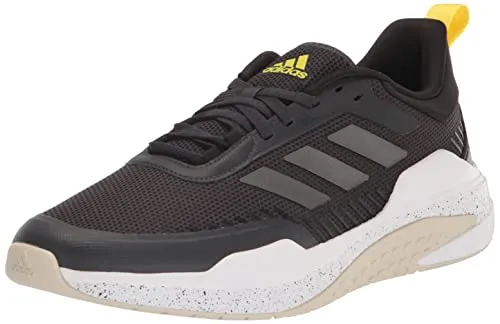 adidas Men's Trainer V Running Shoe, Carbon/Iron Metallic/Impact Yellow, 10