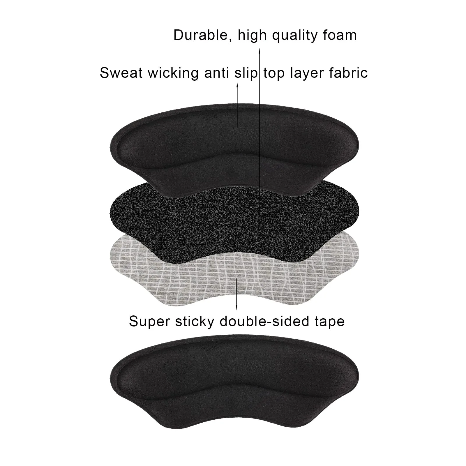 AIEX 6 Pairs Heel Grips, Sponge Heel Protectors, Heel Cushion Pads, Kids Heel Grips, Soft Heel Grips for Ladies Shoes Mens Shoes Kids Shoes(Black) Black