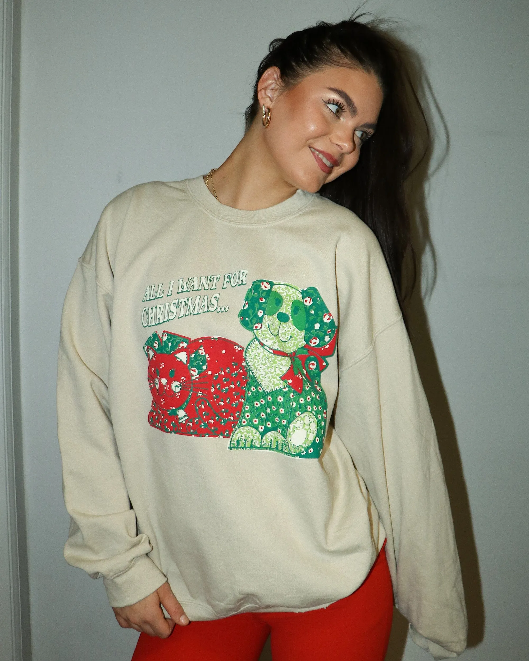 All I Want For Christmas Sand Thrifted Sweatshirt