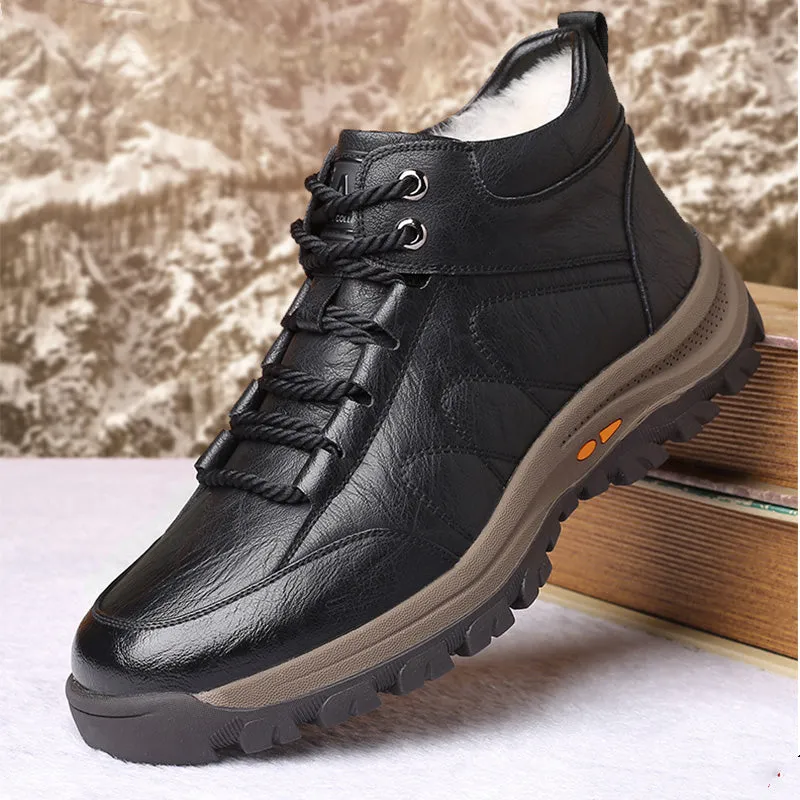 AlliLux Leather Alligator Fur Lace Up Boots