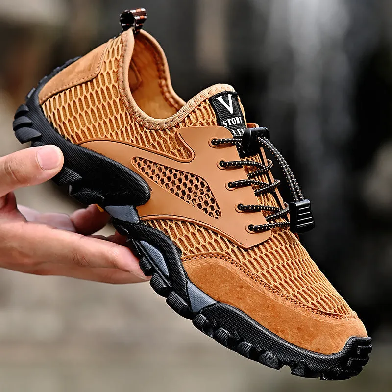 ANTI SLIP, BREATHABLE, DURABLE LEATHER MESH SHOES FOR OUTDOOR MOUNTAINEERING SPORTS