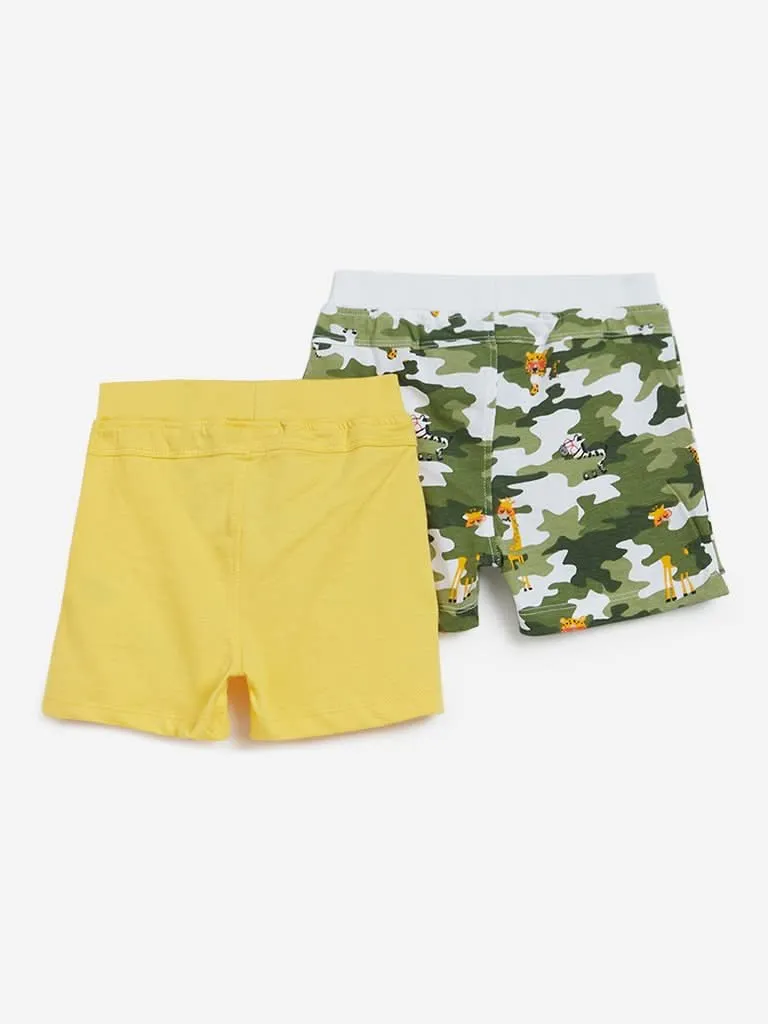 Baby HOP Green Printed Shorts Set of Two