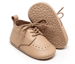 Baby Oxford Brogues - Handmade Genuine Leather Oxford Baby Shoes, Camel