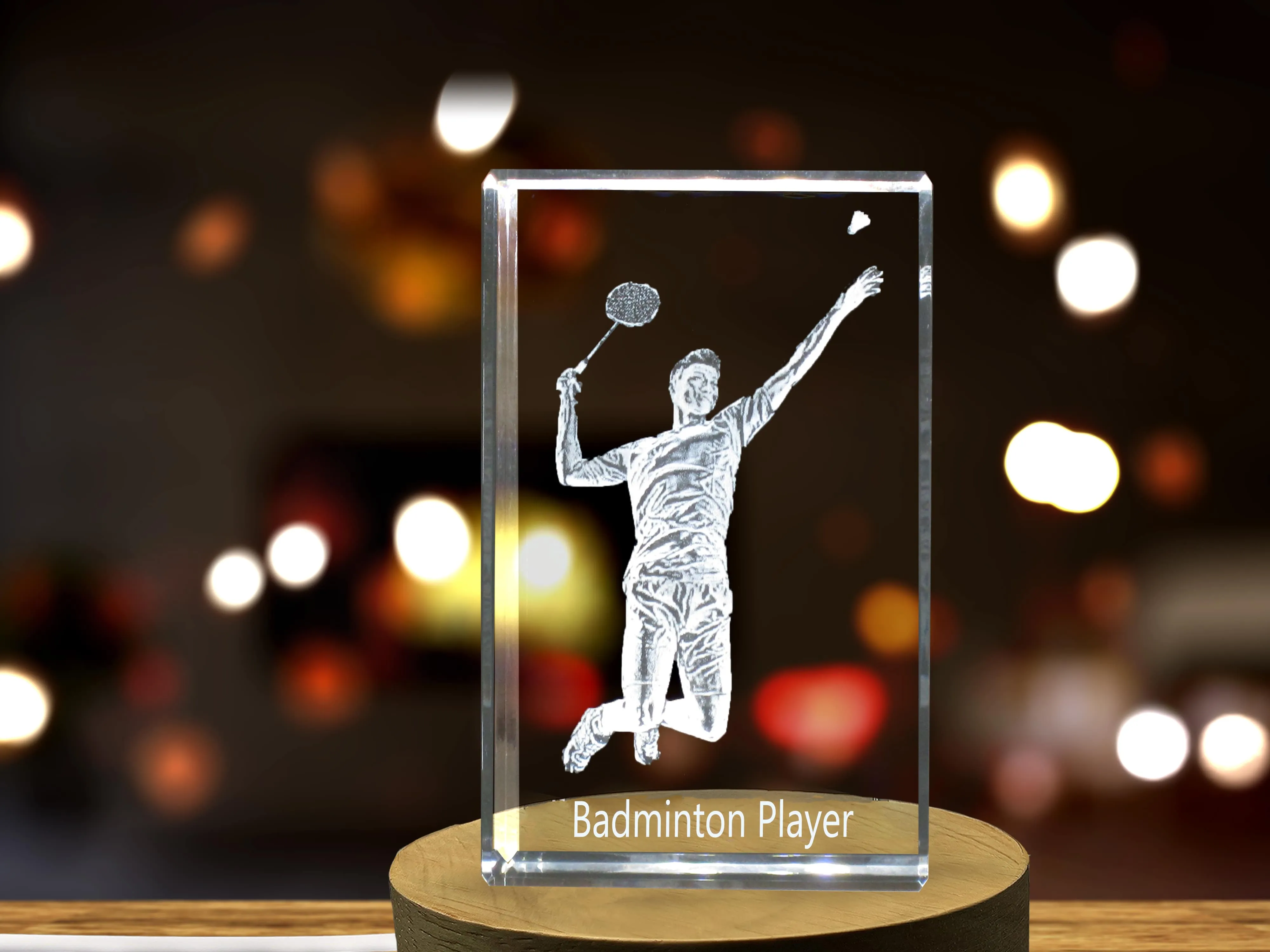 Badminton Player 3D Engraved Crystal 3D Engraved Crystal Keepsake/Gift/Decor/Collectible/Souvenir