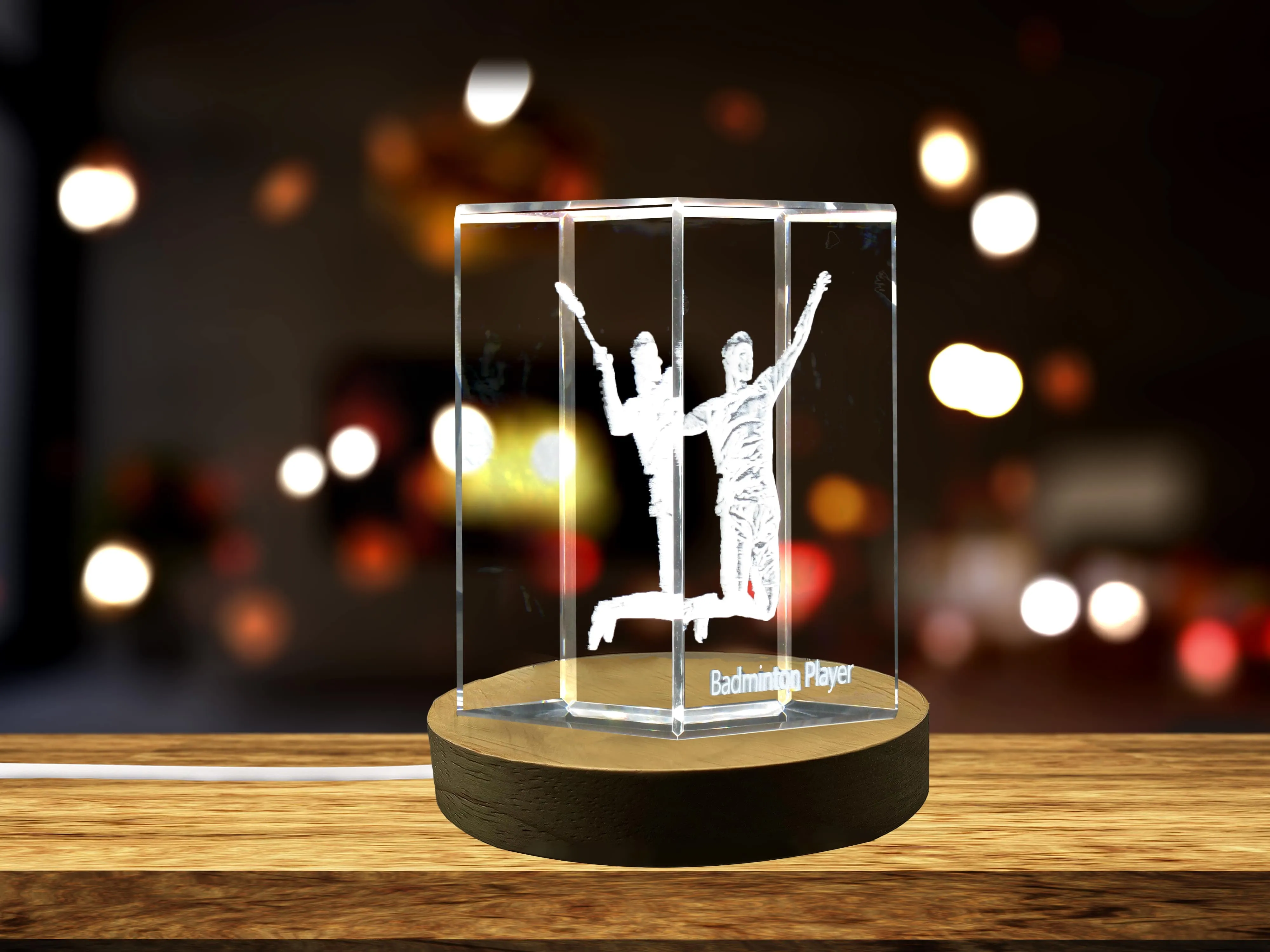 Badminton Player 3D Engraved Crystal 3D Engraved Crystal Keepsake/Gift/Decor/Collectible/Souvenir