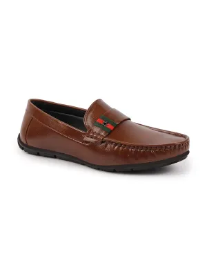 Basics Men Tan Textured Design Outdoor Classic Moccasin Loafer Shoes