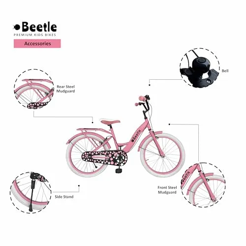 Beetle Panache 20T Kids Cycle with 12 Inches Steel Frame for 6 to 10 Year olds, Pink, Unisex