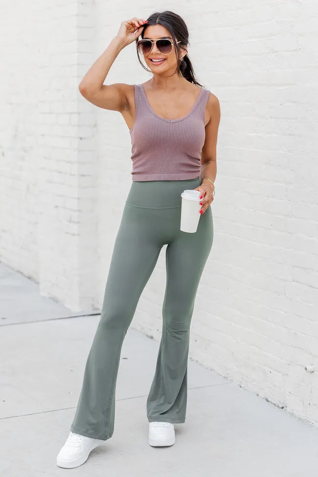 Believe In Yourself Olive Flare Leggings FINAL SALE