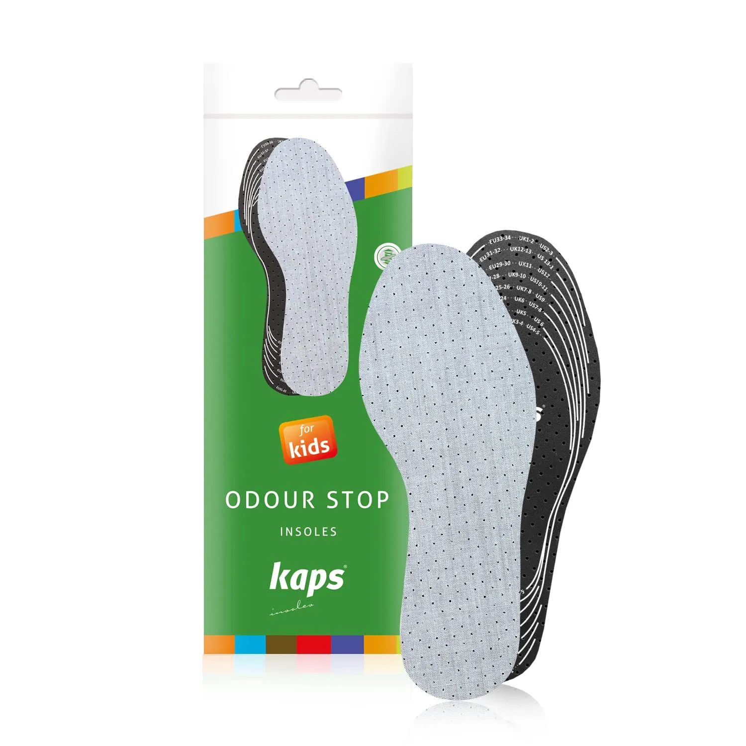 Best Shoe Insoles Inserts for Children | Bad Smell Odor-Eater Technology with Breathable Foam |Cut to Fit | Kaps Odour Stop Kids Made in Europe