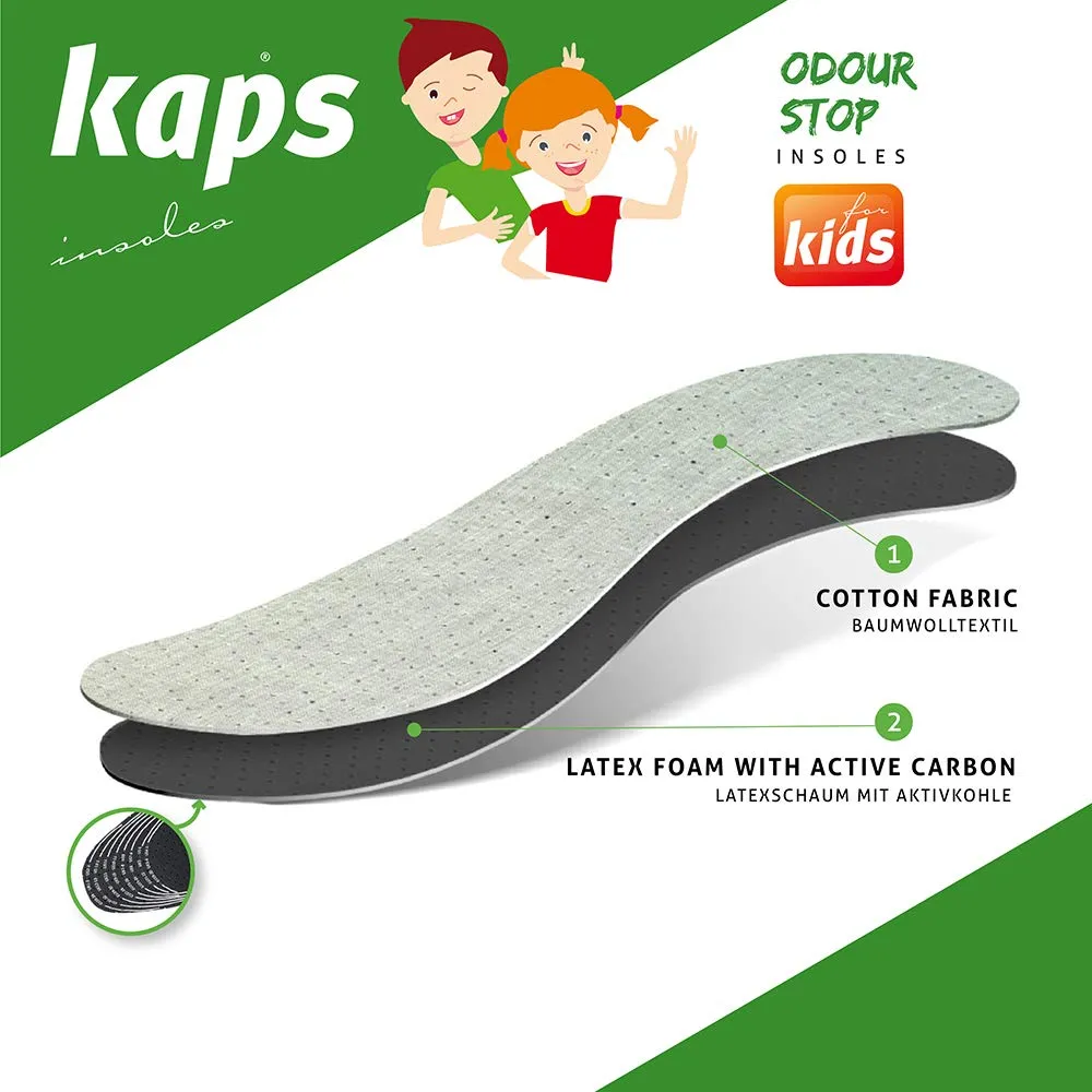 Best Shoe Insoles Inserts for Children | Bad Smell Odor-Eater Technology with Breathable Foam |Cut to Fit | Kaps Odour Stop Kids Made in Europe