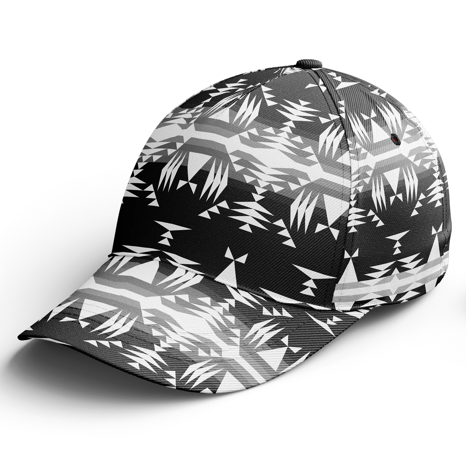 Between the Mountains Black and White Snapback Hat