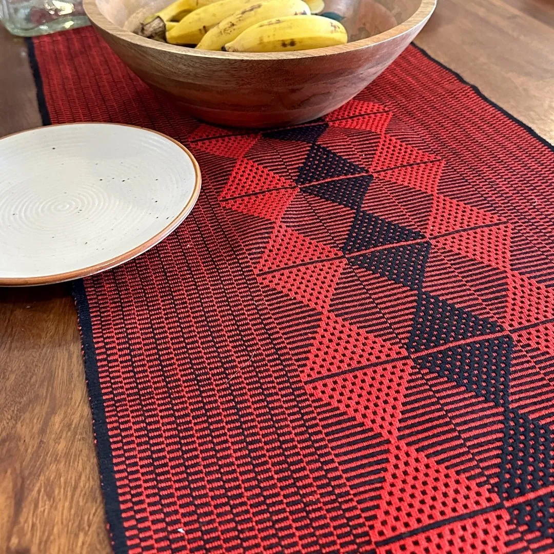 Black & Red Arrowhead Handwoven Table Runner