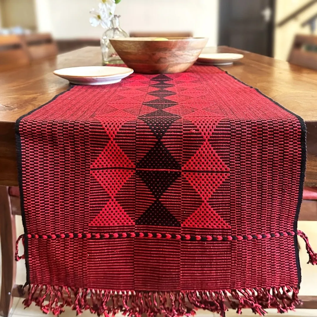 Black & Red Arrowhead Handwoven Table Runner