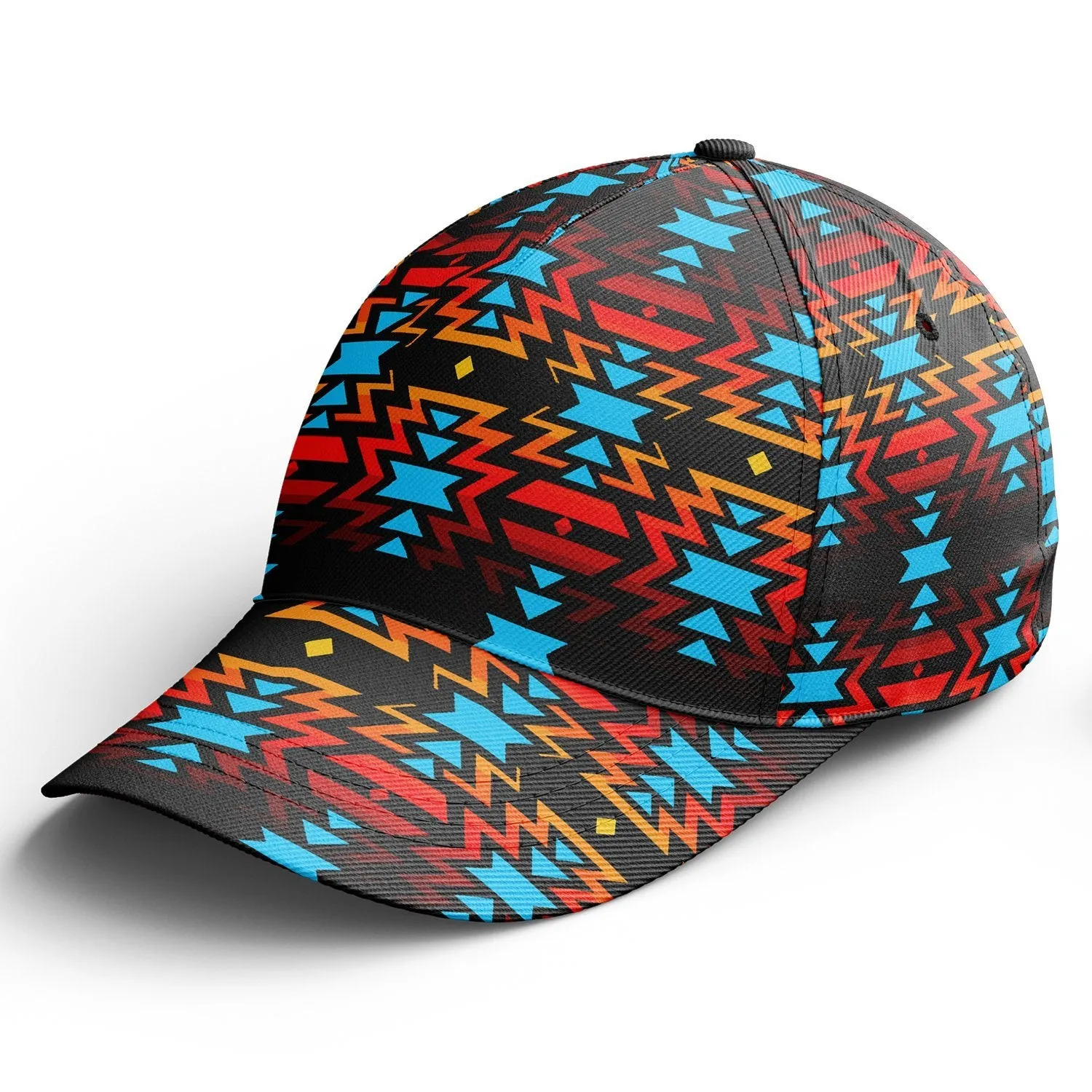 Black Fire and Turquoise Snapback Hat