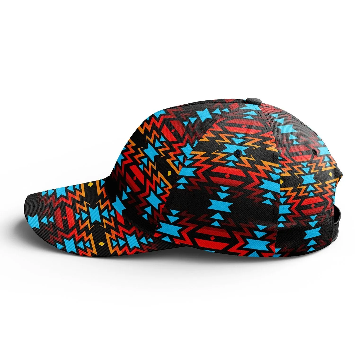 Black Fire and Turquoise Snapback Hat