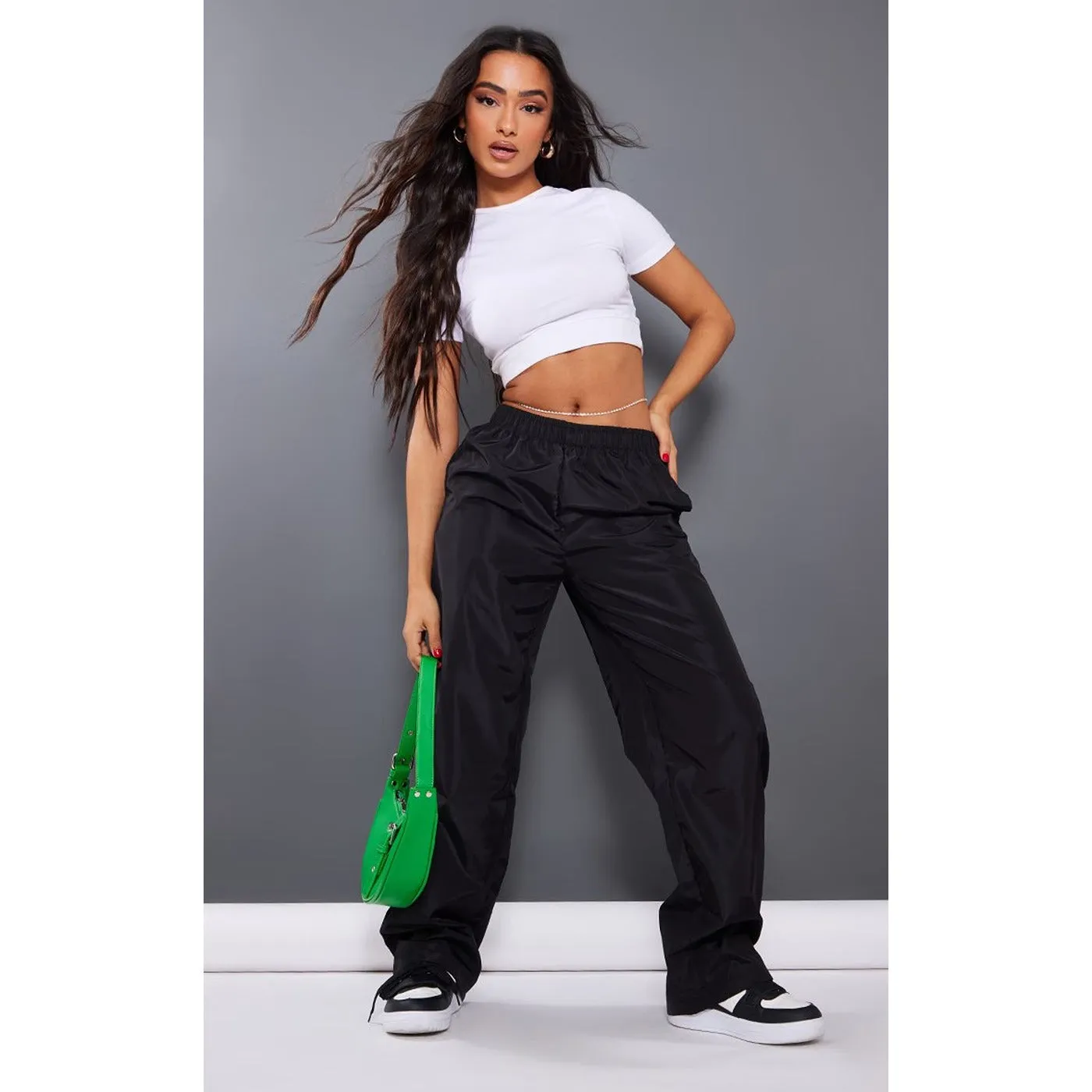 Black High Waist Shell Trousers