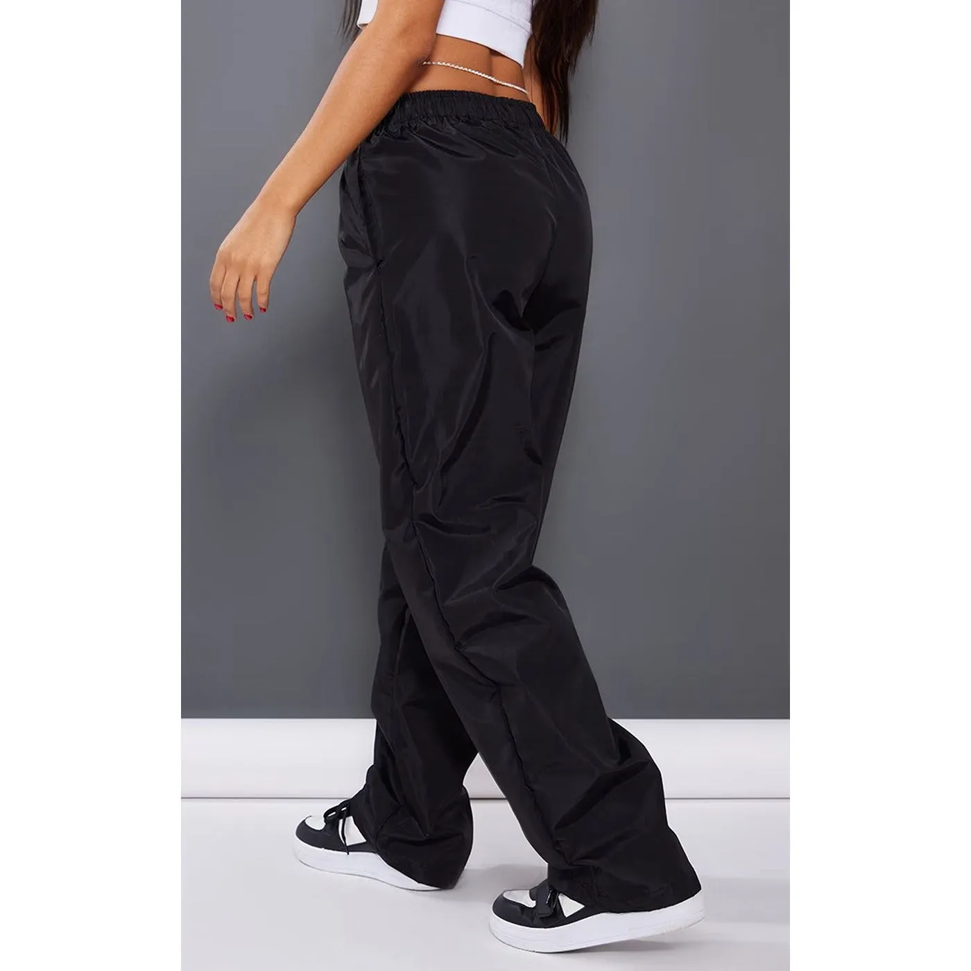 Black High Waist Shell Trousers