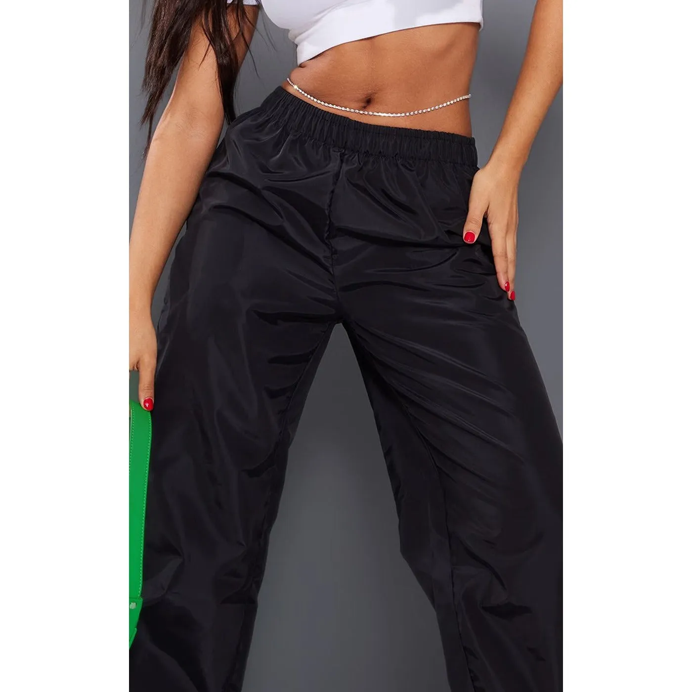 Black High Waist Shell Trousers