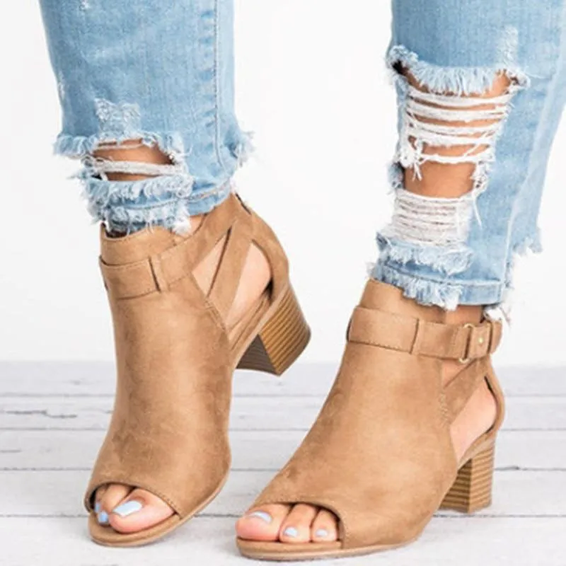 Boho Heeled Open Shoes