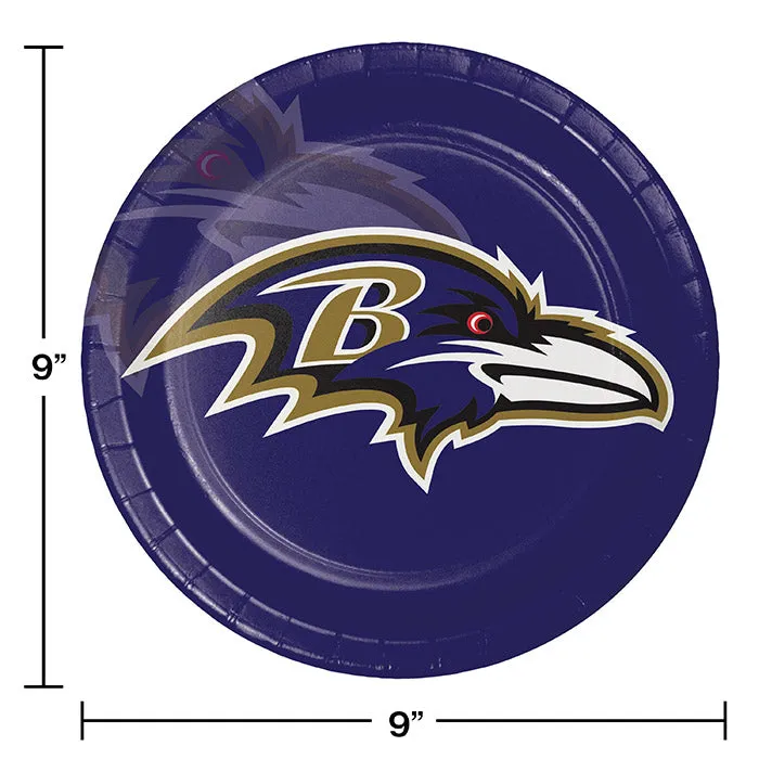 Bulk Pack of 16 Baltimore Ravens Paper Plates