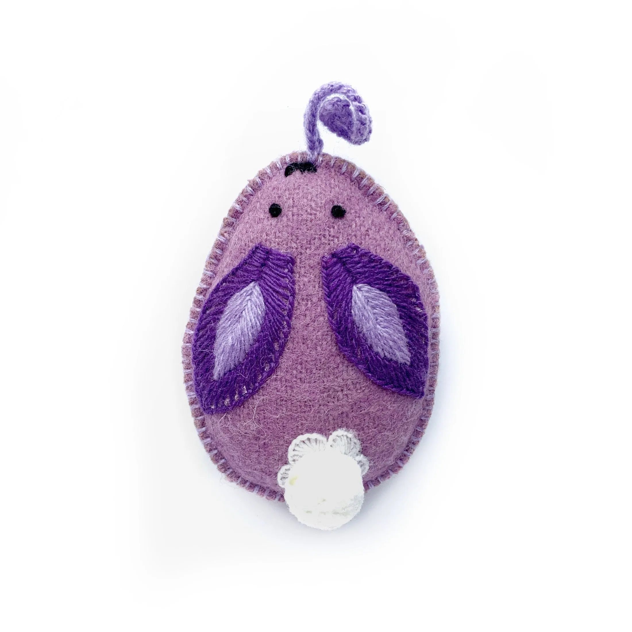 Bunny Egg Easter Ornaments (Various Colors), Embroidered Wool