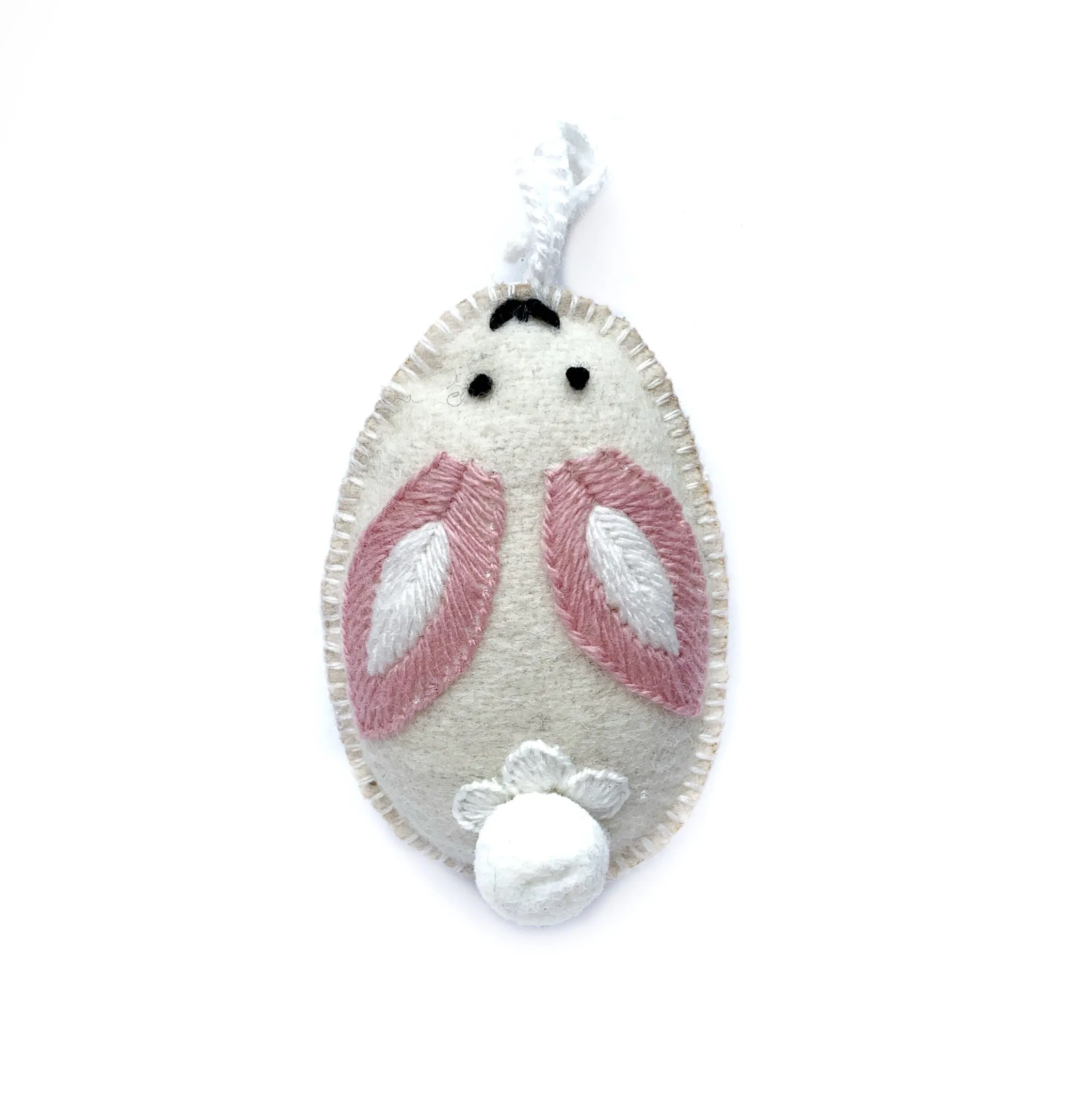 Bunny Egg Easter Ornaments (Various Colors), Embroidered Wool