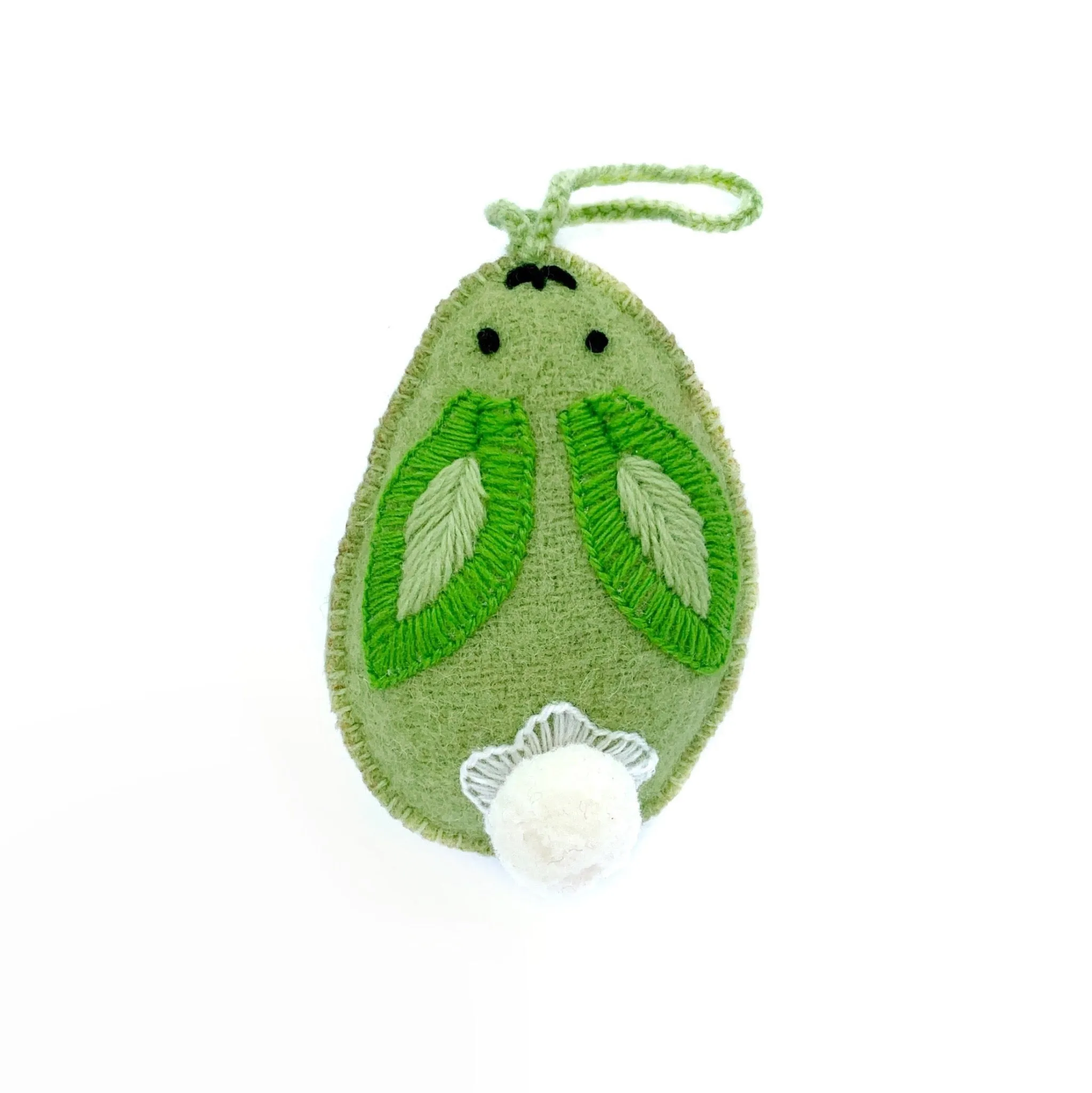 Bunny Egg Easter Ornaments (Various Colors), Embroidered Wool