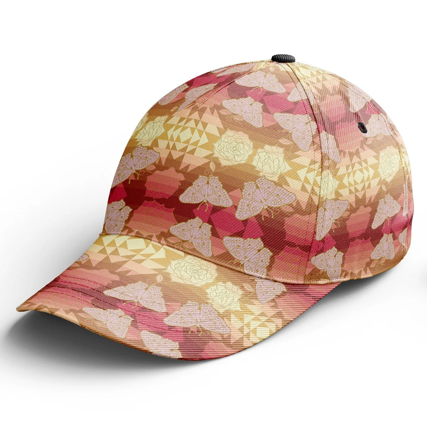 Butterfly and Roses on Geometric Snapback Hat