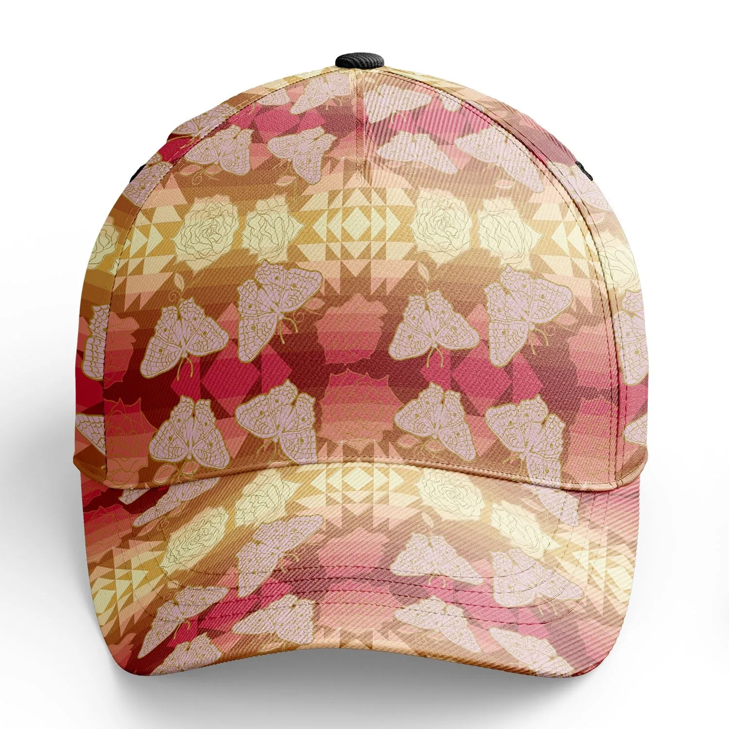 Butterfly and Roses on Geometric Snapback Hat