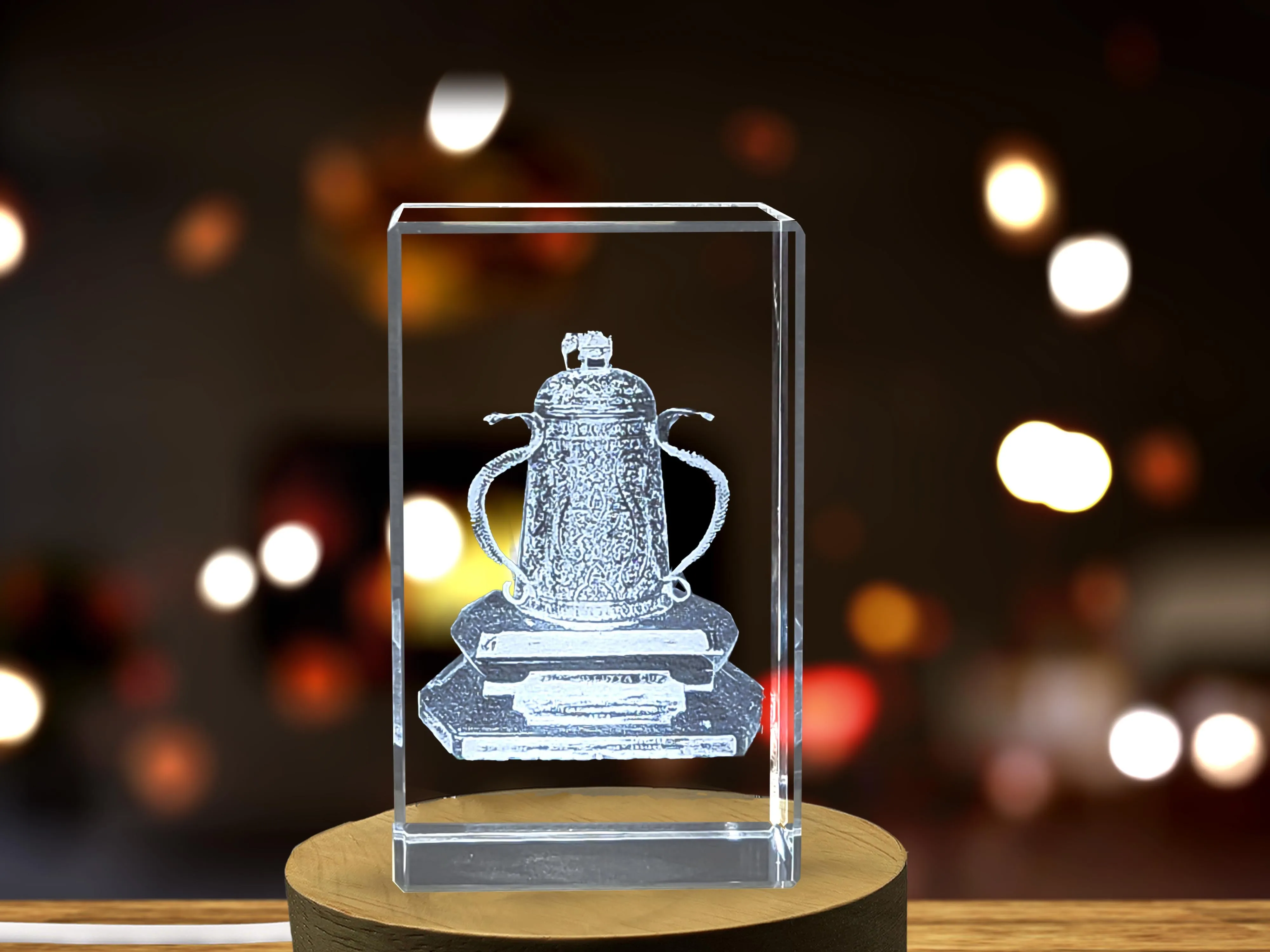 Calcutta Cup Trophy 3D Engraved Crystal Sculpture | Rugby Union Collectible