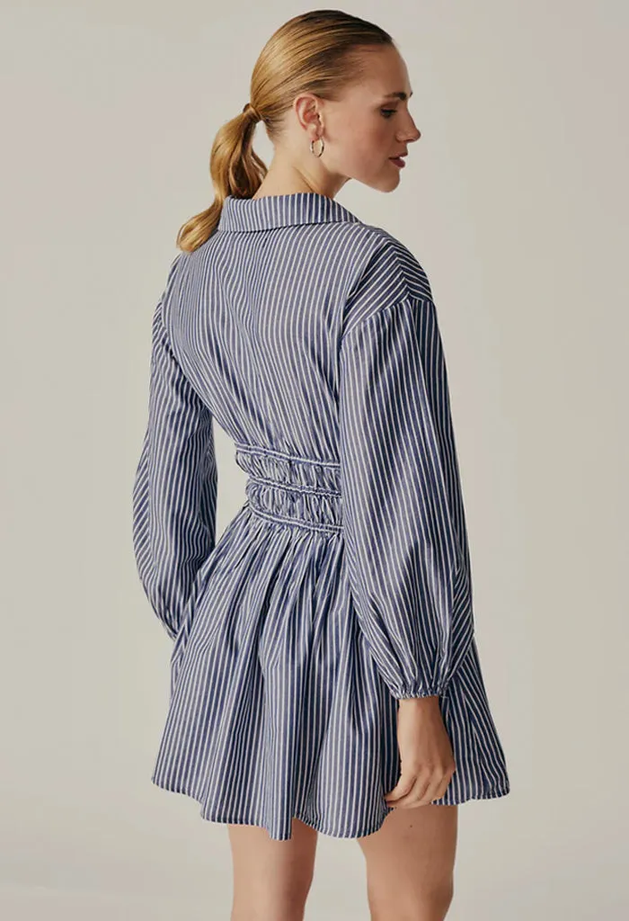 Campsis Dress-Striped Blue and White