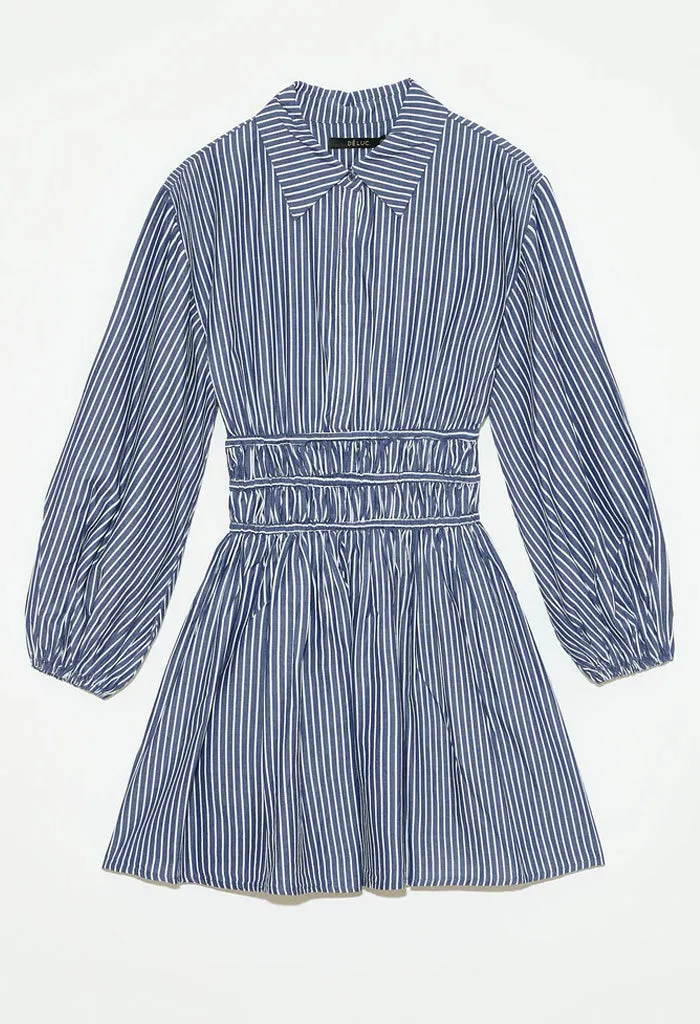 Campsis Dress-Striped Blue and White