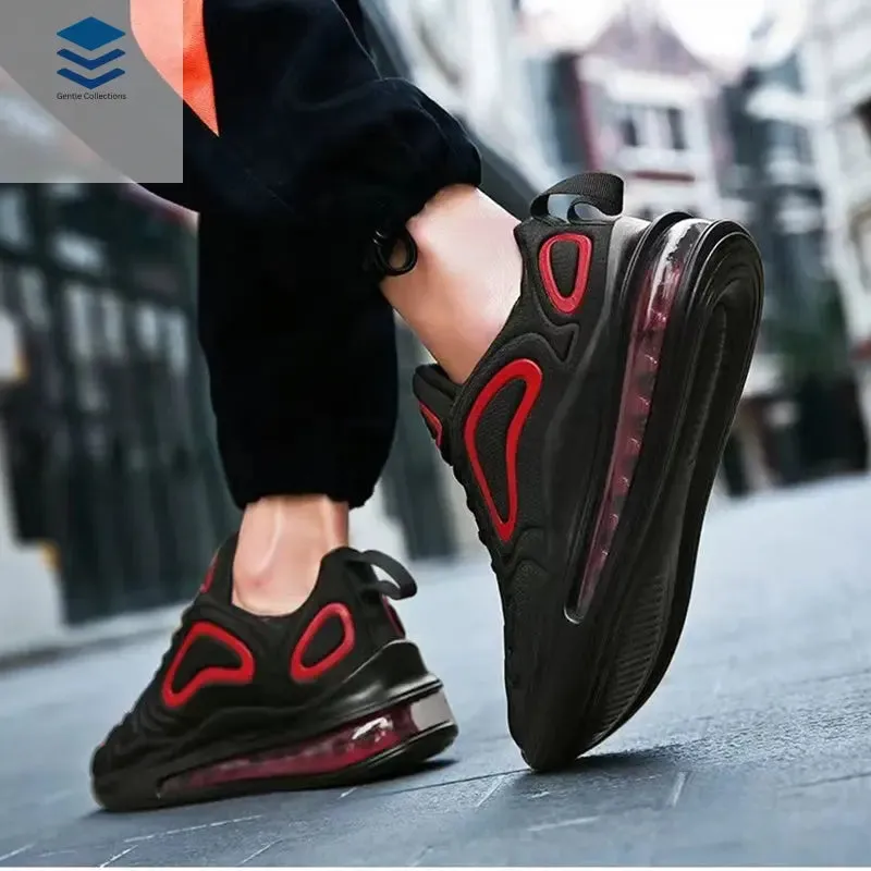 Casual Air Cushion Black Shoes Men Outdoor Breathable  Lace-up Sneakers Running Sports Shoes