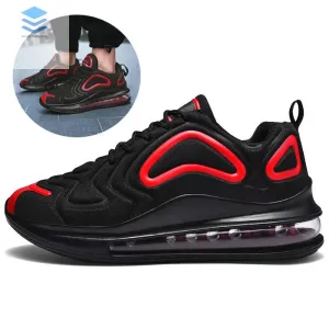 Casual Air Cushion Black Shoes Men Outdoor Breathable  Lace-up Sneakers Running Sports Shoes