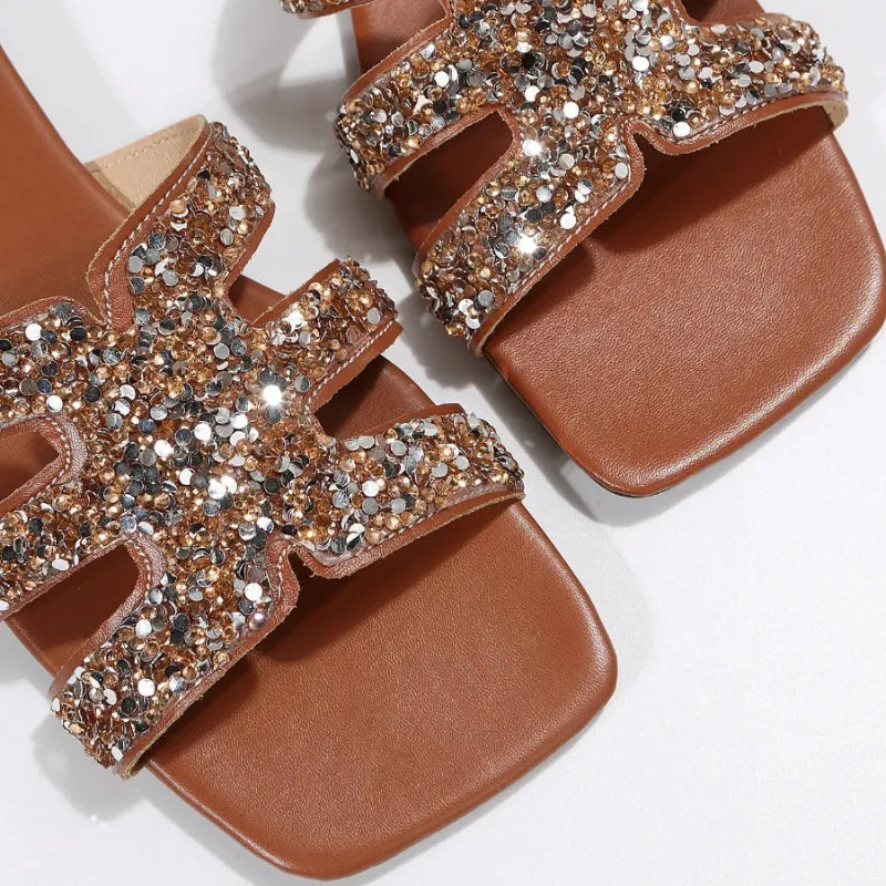 Casual Glitz Women's Square Toe Summer Slippers