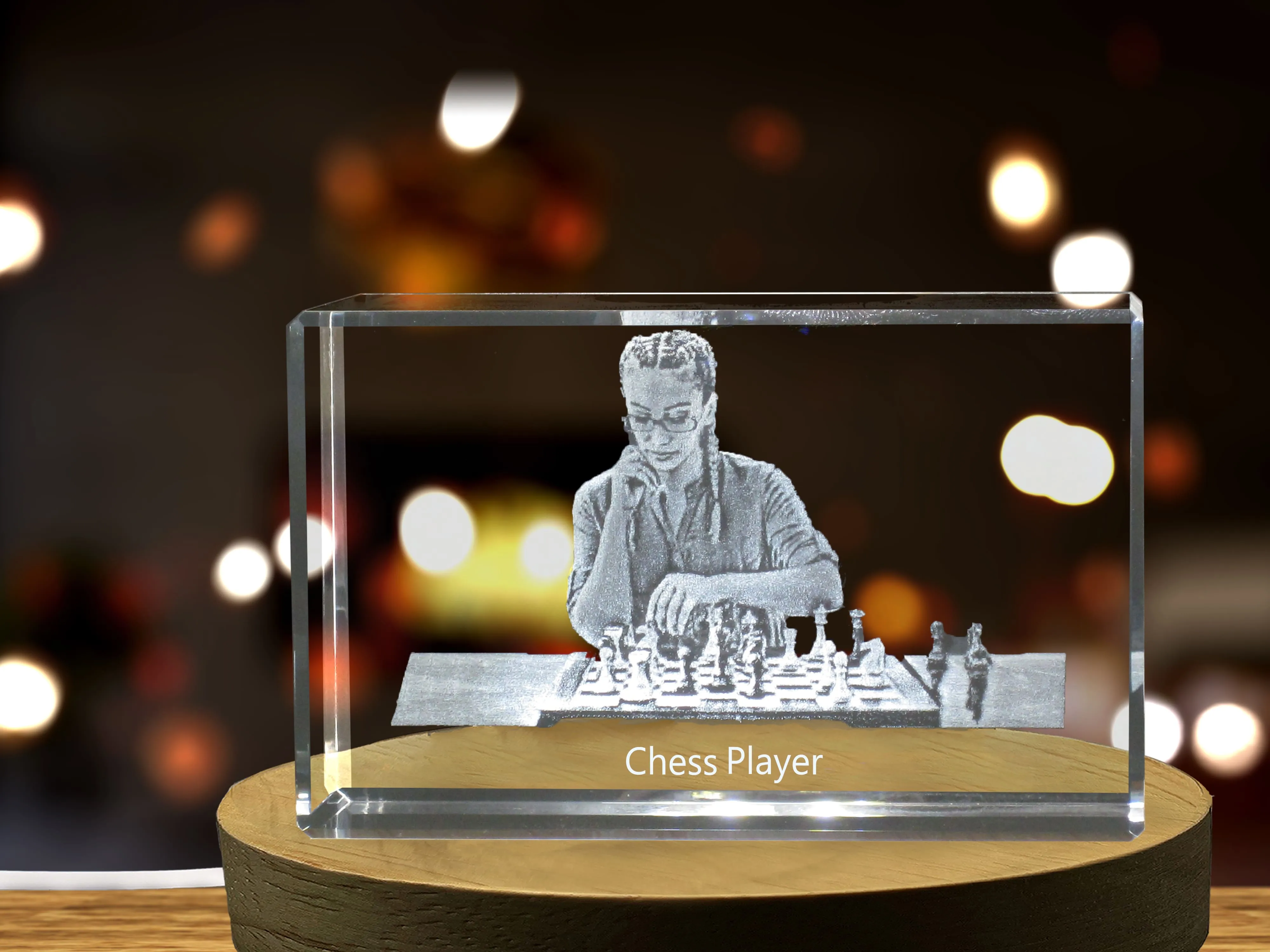 Chess Player 3D Engraved Crystal 3D Engraved Crystal Keepsake/Gift/Decor/Collectible/Souvenir